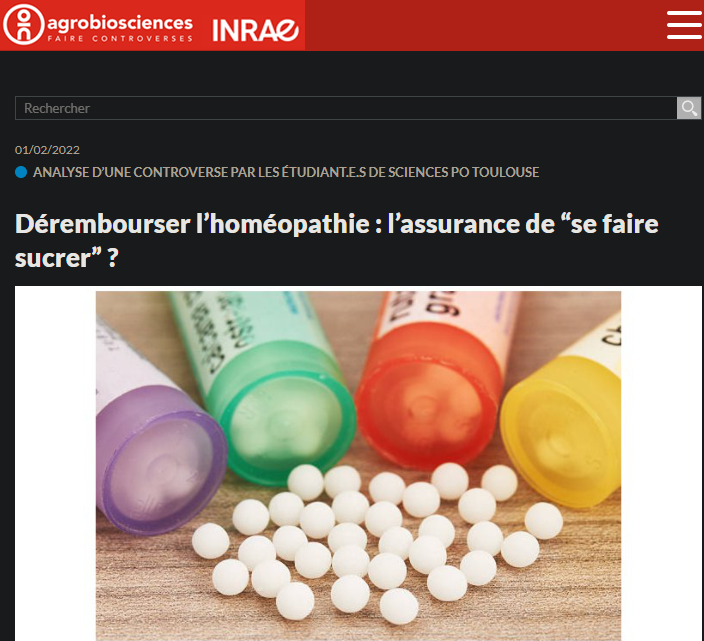 Fact-checking d’une « analyse d’une controverse »sur l’homéopathie par les étudiants de Science Po Toulouse – Agrobiosciences – INRAE